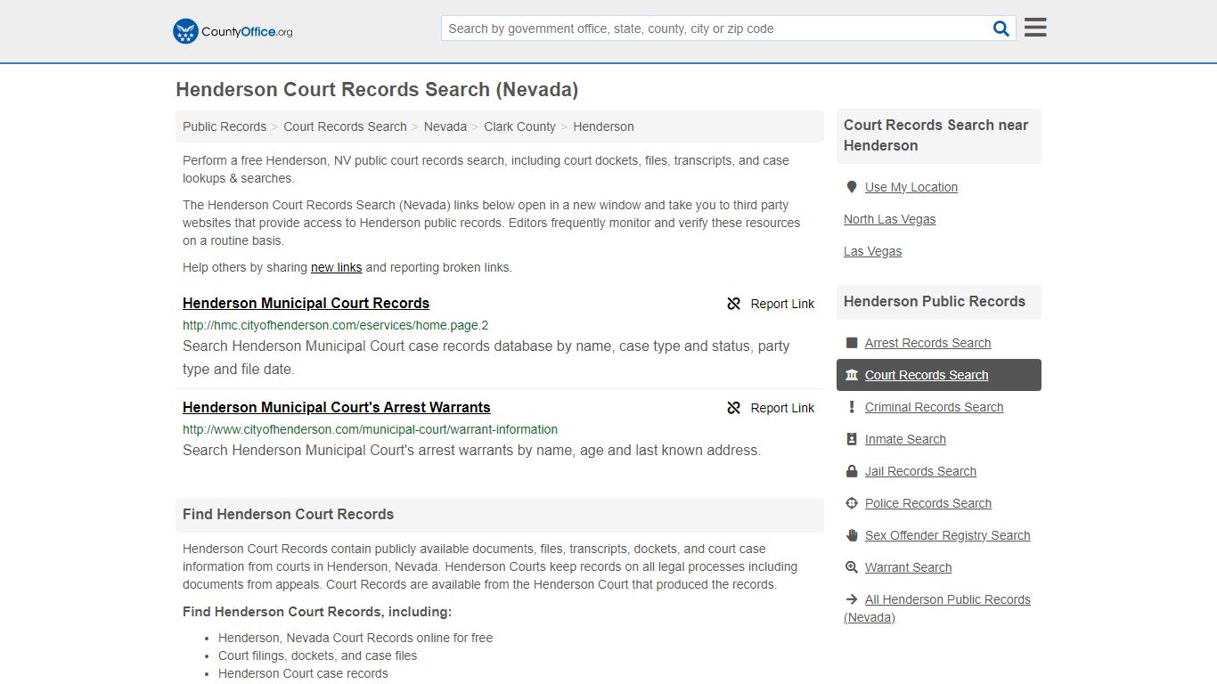 Henderson Court Records Search (Nevada) - County Office